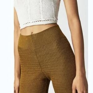 Free People Rosella Swit Pull on Olive Green Metallic Gold  Pants NWOT M